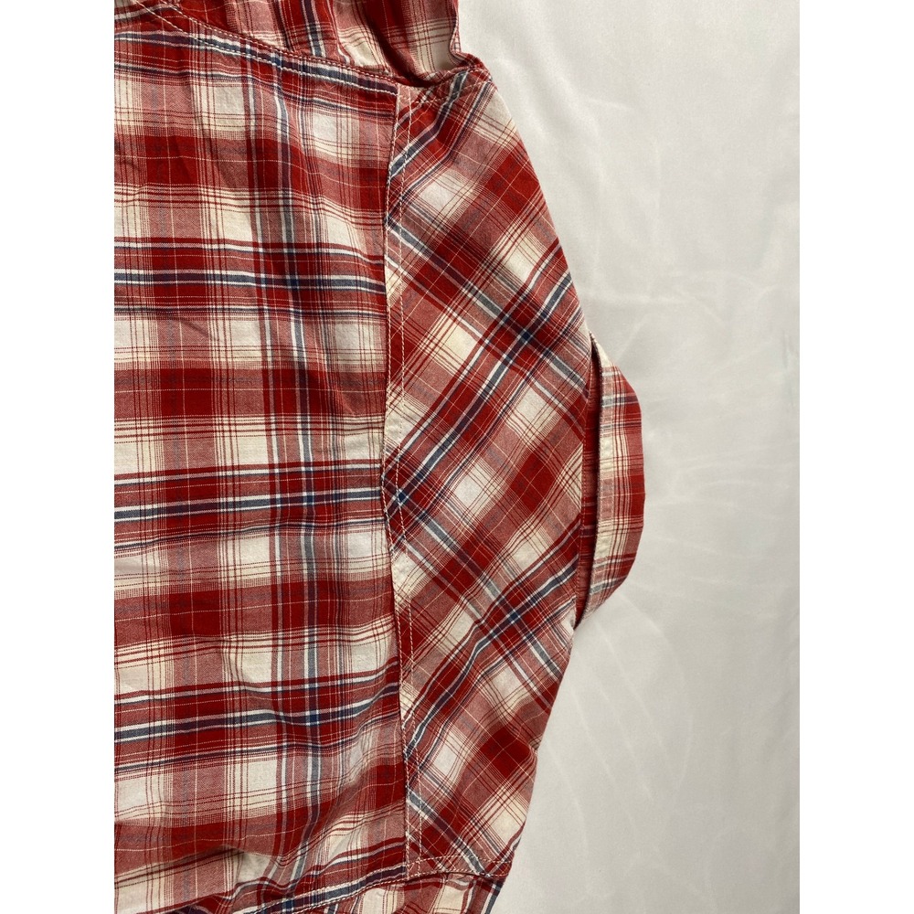 Ariat Retro Fit boys Large Red Plaid Pearl Snap Western Long Sleeve Cotton Shirt